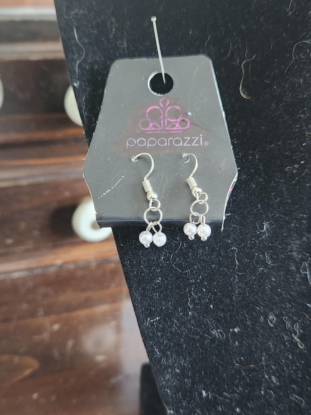 Silver Faux Pearl Cluster Drop Earrings - White
